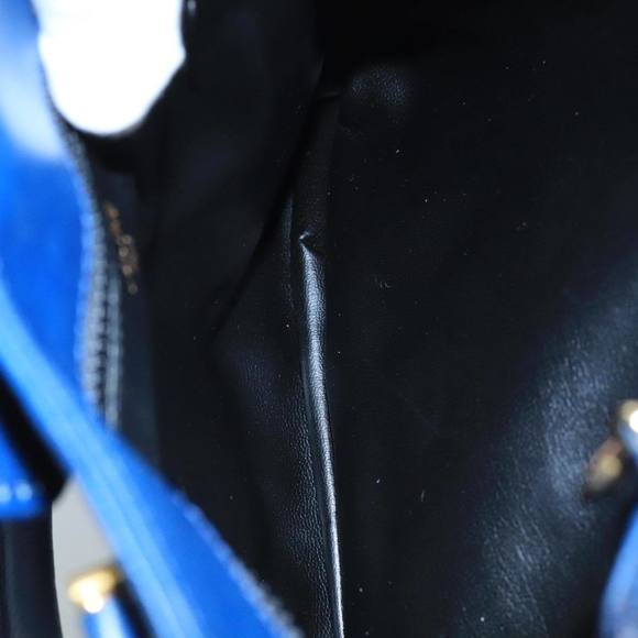 CELINE Macadam Canvas Hand Bag Blue Gold Auth 98298 - Picture 10 of 16